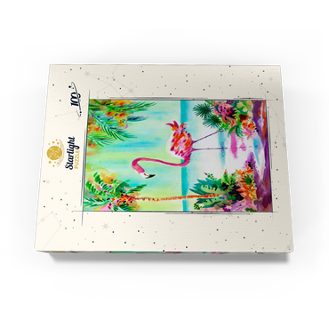 Flamingo Lagoon - Watercolor Artwork 100 Jigsaw Puzzle box view3