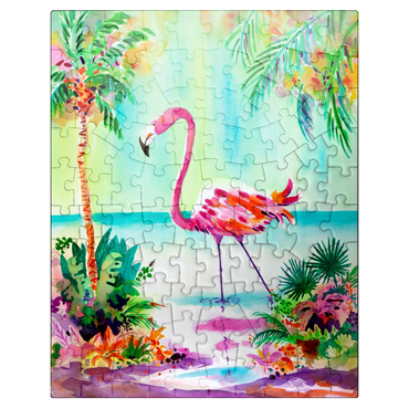 puzzleplate Flamingo Lagoon - Watercolor Artwork 100 Jigsaw Puzzle