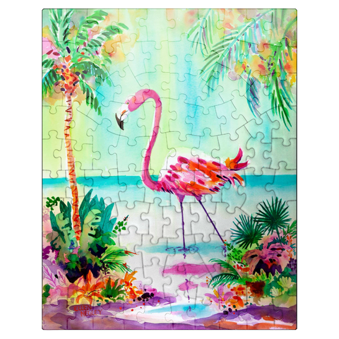 puzzleplate Flamingo Lagoon - Watercolor Artwork 100 Jigsaw Puzzle