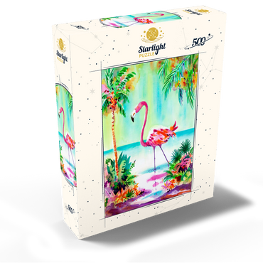 Flamingo Lagoon - Watercolor Artwork 500 Jigsaw Puzzle box view2