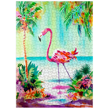 puzzleplate Flamingo Lagoon - Watercolor Artwork 500 Jigsaw Puzzle