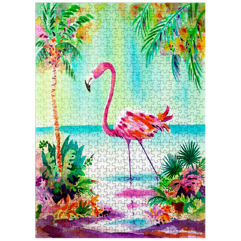 puzzleplate Flamingo Lagoon - Watercolor Artwork 500 Jigsaw Puzzle