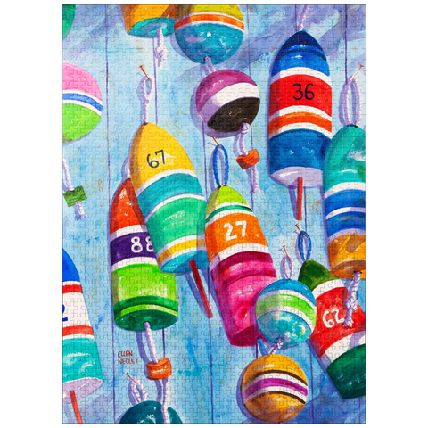 puzzleplate Blue Buoys - Watercolor Artwork 1000 Jigsaw Puzzle