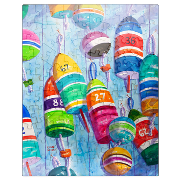 puzzleplate Blue Buoys - Watercolor Artwork 100 Jigsaw Puzzle