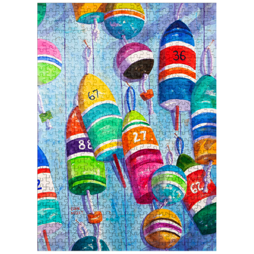 puzzleplate Blue Buoys - Watercolor Artwork 500 Jigsaw Puzzle