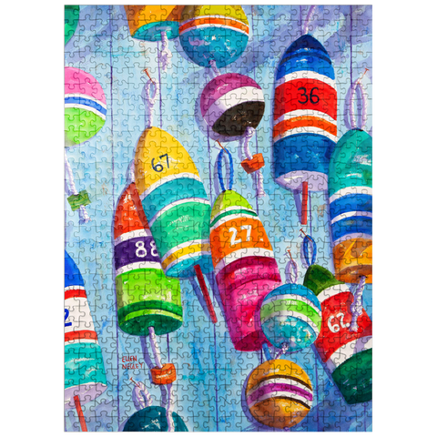 puzzleplate Blue Buoys - Watercolor Artwork 500 Jigsaw Puzzle