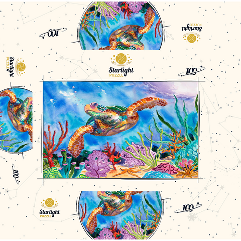 Reef Rider - Watercolor Artwork 100 Jigsaw Puzzle box 3D Modell