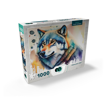 Abstract Watercolor Wolf Wildlife Canvas 1000 Jigsaw Puzzle box view2