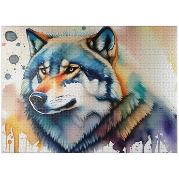 puzzleplate Abstract Watercolor Wolf Wildlife Canvas 1000 Jigsaw Puzzle