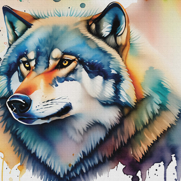 Abstract Watercolor Wolf Wildlife Canvas 1000 Jigsaw Puzzle 3D Modell