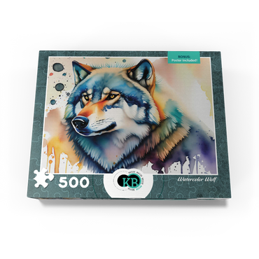 Abstract Watercolor Wolf Wildlife Canvas 500 Jigsaw Puzzle box view3