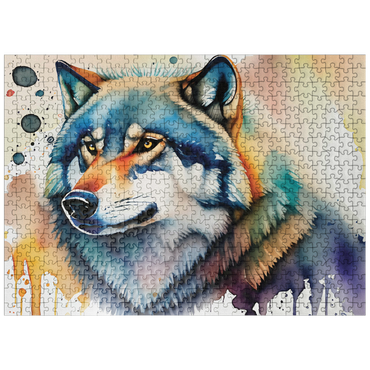 puzzleplate Abstract Watercolor Wolf Wildlife Canvas 500 Jigsaw Puzzle