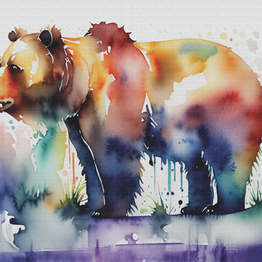 Abstract Watercolor Bear Wildlife Canvas 1000 Jigsaw Puzzle 3D Modell