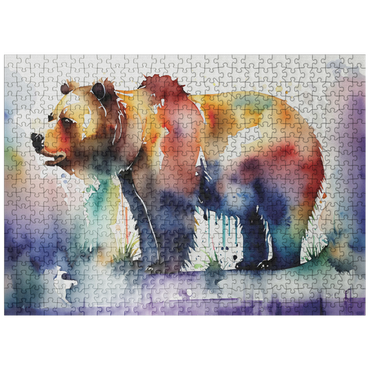 puzzleplate Abstract Watercolor Bear Wildlife Canvas 500 Jigsaw Puzzle