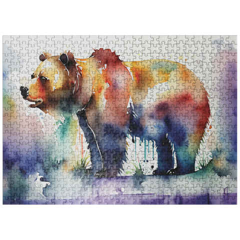 puzzleplate Abstract Watercolor Bear Wildlife Canvas 500 Jigsaw Puzzle