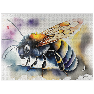 puzzleplate Abstract Watercolor Bumblebee Wildlife Canvas 1000 Jigsaw Puzzle