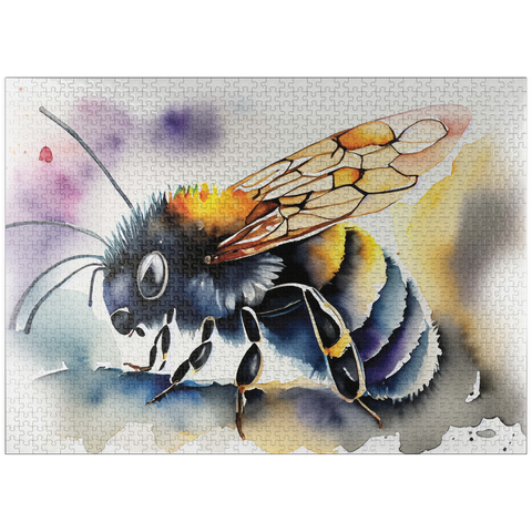 puzzleplate Abstract Watercolor Bumblebee Wildlife Canvas 1000 Jigsaw Puzzle