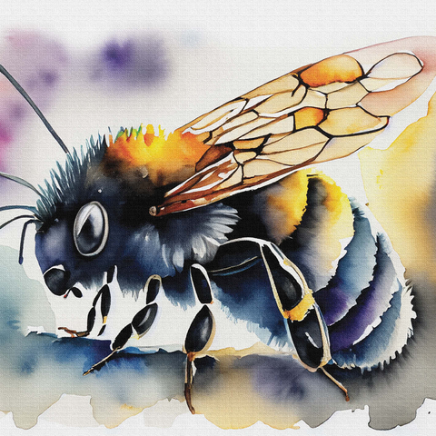 Abstract Watercolor Bumblebee Wildlife Canvas 1000 Jigsaw Puzzle 3D Modell