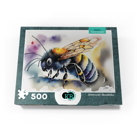 Abstract Watercolor Bumblebee Wildlife Canvas 500 Jigsaw Puzzle box view3