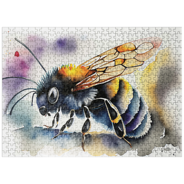 puzzleplate Abstract Watercolor Bumblebee Wildlife Canvas 500 Jigsaw Puzzle