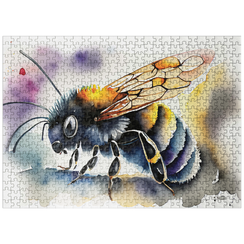 puzzleplate Abstract Watercolor Bumblebee Wildlife Canvas 500 Jigsaw Puzzle