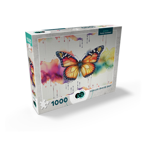 Abstract Watercolor Butterfly Splash Wildlife Canvas 1000 Jigsaw Puzzle box view2