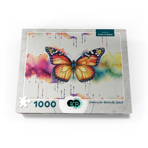 Abstract Watercolor Butterfly Splash Wildlife Canvas 1000 Jigsaw Puzzle box view3