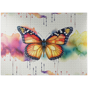 puzzleplate Abstract Watercolor Butterfly Splash Wildlife Canvas 1000 Jigsaw Puzzle