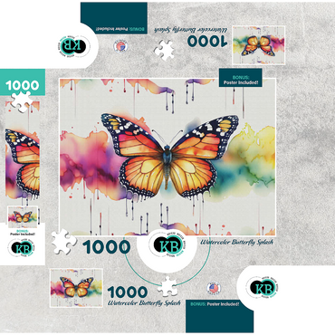 Abstract Watercolor Butterfly Splash Wildlife Canvas 1000 Jigsaw Puzzle box 3D Modell