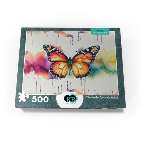 Abstract Watercolor Butterfly Splash Wildlife Canvas 500 Jigsaw Puzzle box view3