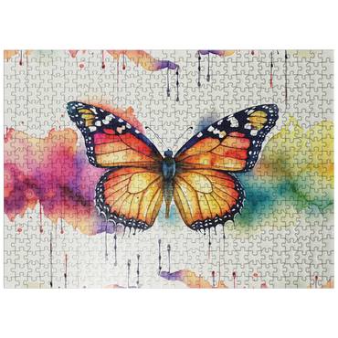 puzzleplate Abstract Watercolor Butterfly Splash Wildlife Canvas 500 Jigsaw Puzzle