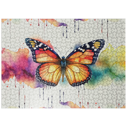 puzzleplate Abstract Watercolor Butterfly Splash Wildlife Canvas 500 Jigsaw Puzzle