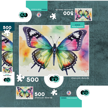 Abstract Watercolor Butterfly Wildlife Canvas 500 Jigsaw Puzzle box 3D Modell