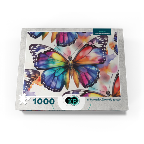 Abstract Watercolor Butterfly Wings Wildlife Canvas 1000 Jigsaw Puzzle box view3