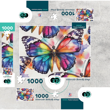 Abstract Watercolor Butterfly Wings Wildlife Canvas 1000 Jigsaw Puzzle box 3D Modell