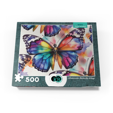 Abstract Watercolor Butterfly Wings Wildlife Canvas 500 Jigsaw Puzzle box view3