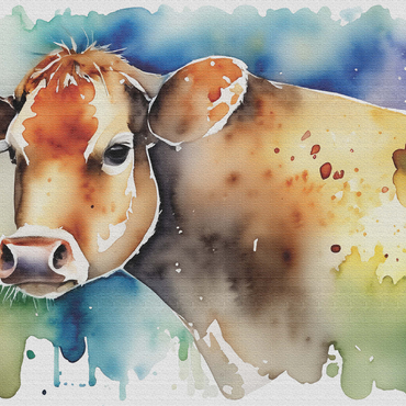 Abstract Watercolor Cow Wildlife Canvas 500 Jigsaw Puzzle 3D Modell