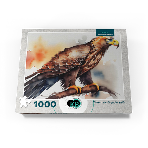 Abstract Watercolor Eagle Juvenile Wildlife Canvas 1000 Jigsaw Puzzle box view3