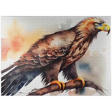 puzzleplate Abstract Watercolor Eagle Juvenile Wildlife Canvas 1000 Jigsaw Puzzle