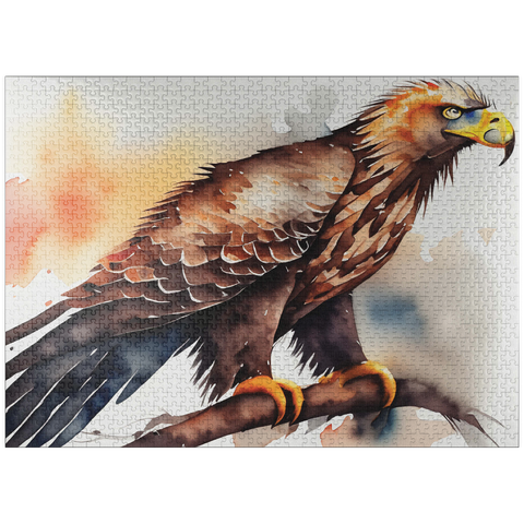 puzzleplate Abstract Watercolor Eagle Juvenile Wildlife Canvas 1000 Jigsaw Puzzle