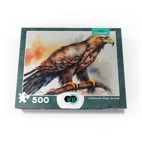 Abstract Watercolor Eagle Juvenile Wildlife Canvas 500 Jigsaw Puzzle box view3