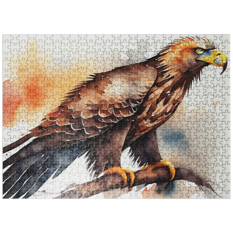 puzzleplate Abstract Watercolor Eagle Juvenile Wildlife Canvas 500 Jigsaw Puzzle