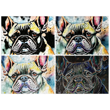 puzzleplate Abstract Watercolor French Bulldog Collage Wildlife Canvas 500 Jigsaw Puzzle