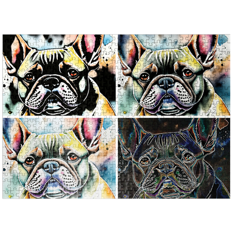 puzzleplate Abstract Watercolor French Bulldog Collage Wildlife Canvas 500 Jigsaw Puzzle