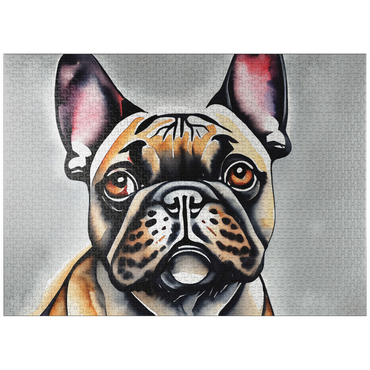 puzzleplate Abstract Watercolor French Bulldog Mugshot Wildlife Canvas 1000 Jigsaw Puzzle