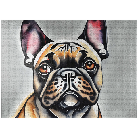 puzzleplate Abstract Watercolor French Bulldog Mugshot Wildlife Canvas 1000 Jigsaw Puzzle