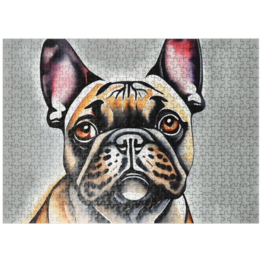 puzzleplate Abstract Watercolor French Bulldog Mugshot Wildlife Canvas 500 Jigsaw Puzzle