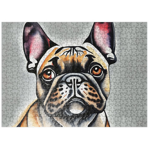 puzzleplate Abstract Watercolor French Bulldog Mugshot Wildlife Canvas 500 Jigsaw Puzzle