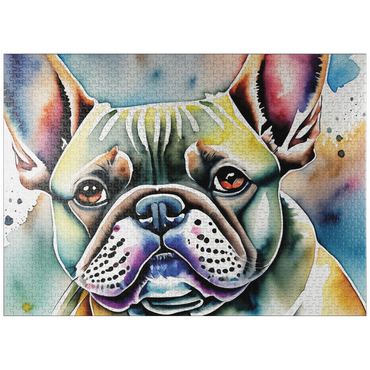 puzzleplate Abstract Watercolor French Bulldog Portrait Wildlife Canvas 1000 Jigsaw Puzzle