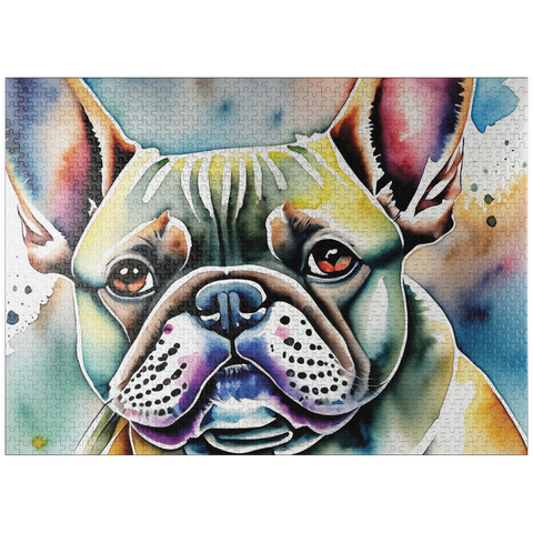 puzzleplate Abstract Watercolor French Bulldog Portrait Wildlife Canvas 1000 Jigsaw Puzzle